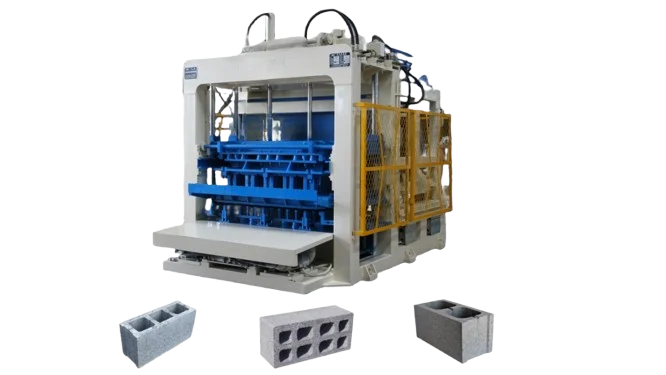 Automatic concrete block making machine with sample blocks